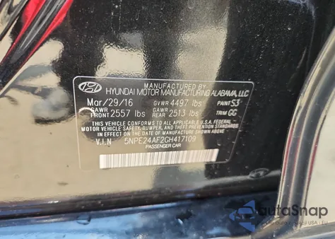 2016 Hyundai Sonata Se из США, поврежденный, VIN 5NPE24AF2GH417109